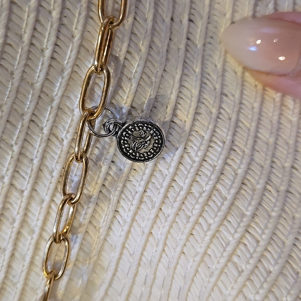 New Madd Hatter Wide Brim Hat with Beachy Gold Chain Accent - Picture 3 of 9